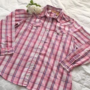 Wrangler western long sleeve plaid shirt